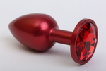 Красная анальная пробка с красным стразом - 7,6 см. (Цвет: красный)