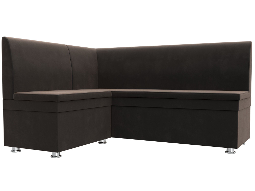 Диван кухонный угловой Уют левый угол, Коричневый, Велюр, 109624L