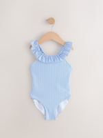 Купальник слитный и резинка для волос в комплекте для девочки Next E76-802, Белый, Синий