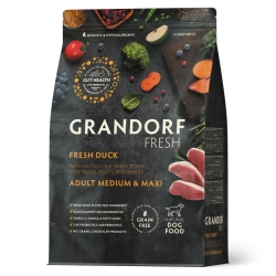 Grandorf fresh dog adult med&maxi duck&sweet potato сухой беззерновой корм с живыми пробиотиками для взрослых собак средних и крупных пород с уткой и бататом - 3 кг