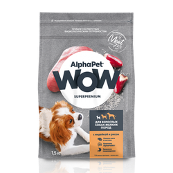 Сухой корм ALPHAPET WOW Superpremium для взрослых собак мелких пород с индейкой и рисом - 1,5 кг