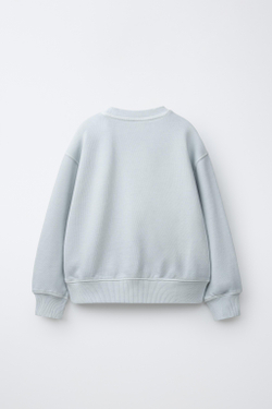 ZARA ОДНОТОННАЯ ТОЛСТОВКА ИЗ КРАШЕНОЙ ТКАНИ, ГОЛУБОЙ