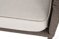 "Канны" диван модульный плетеный из роупа, каркас алюминий коричневый (RAL8016) муар, роуп коричневый круглый, ткань бежевая 035