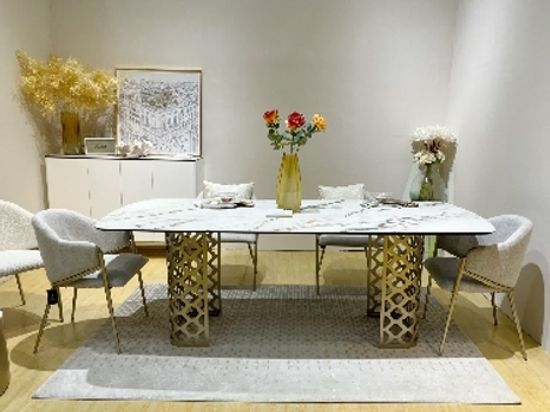 Стол CHIAVARI 220 KL-188 Контрастный мрамор матовый, итальянская керамика/шампань