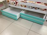 Комплект выкатных ящиков для детской кроватки Манеж эко, Домик, Манеж 2-х ярусный бирюза