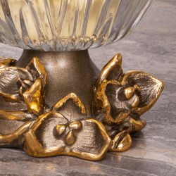 Фруктовница Орхидея Лайм Бронза со стеклянной чашей Аврора