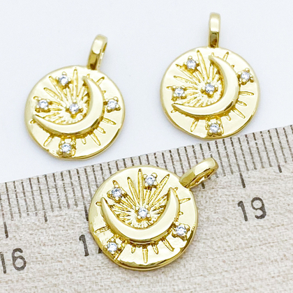 Подвеска Космос, позолота, фианиты, размер 18*13 мм, цена за 1 шт