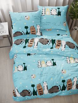 Наволочка комплект 2шт поплин Сказка "Коты Эрмитажа" 50x70 см на молнии