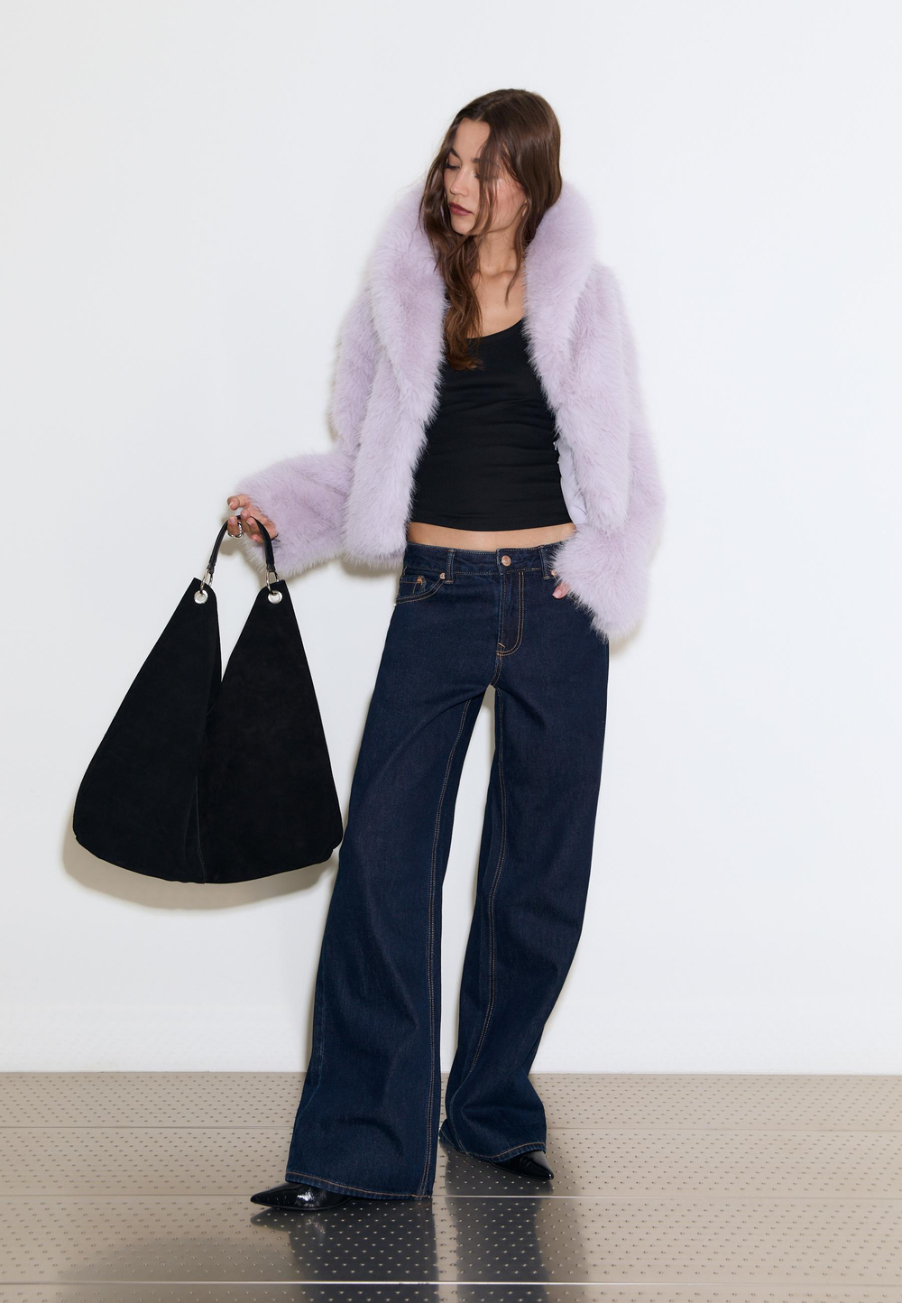 STRADIVARIUS Шуба из искусственного меха, сиреневый