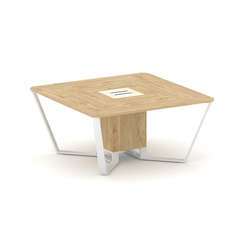 Steel Meet Стол переговорный квадратный KM-PR.B.SP-08 Тиквуд Светлый/Ваниль Глянец/Металл Белый 1600