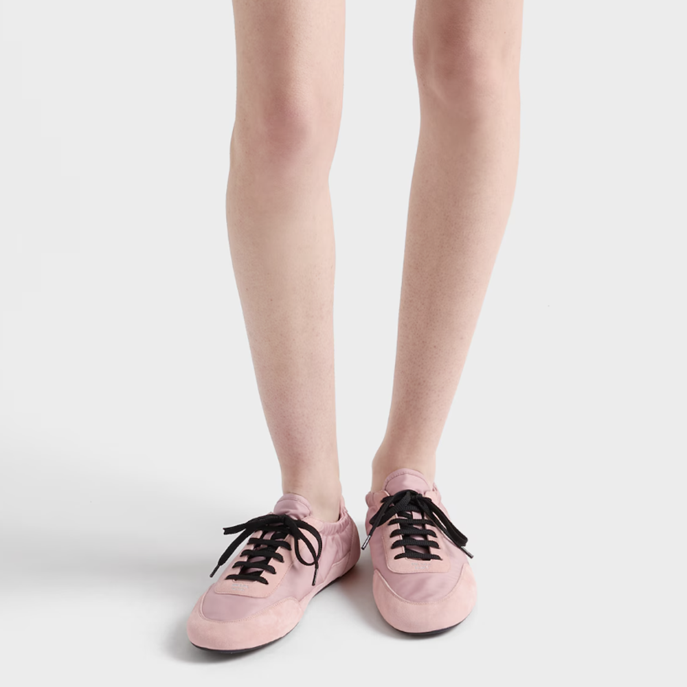 Женские кроссовки Prada Re-Nylon и замша, розовые