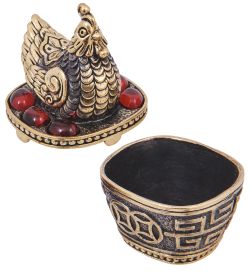 Народные промыслы AM-4192 Шкатулка «Курочка Фен-шуй» (латунь, янтарь)