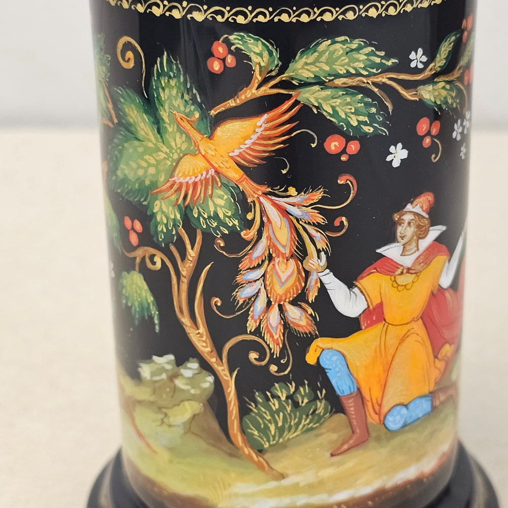 Стакан под ручки с карандашами "Жар-птица и Иван" (Ручная роспись Палех)