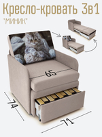 Кресло-кровать "Миник" с подлокотниками, купон Котенок в клубках
