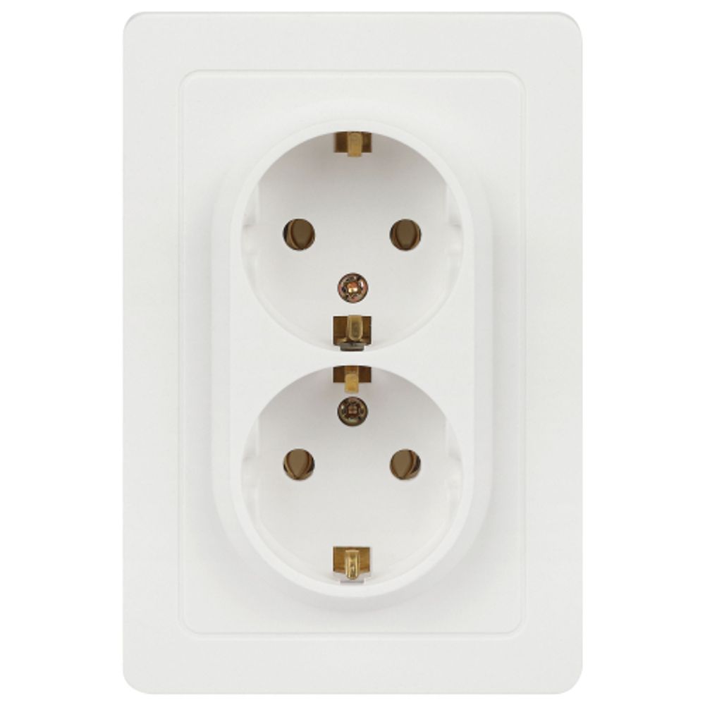 Розетка Intro Style 7-205-01 двойная с заземлением 2X2P+E Schuko, 16А-250В, IP20, СУ, белый | Intro