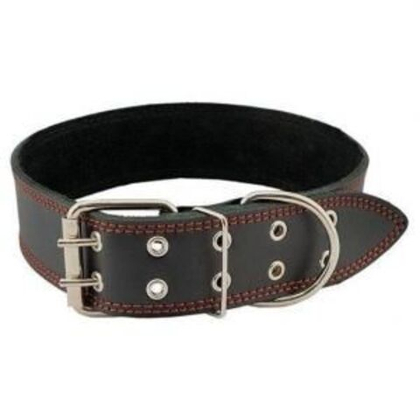HOMEPET Ошейник для собак 45 мм кожаный простроченный, черный, 59-71 см