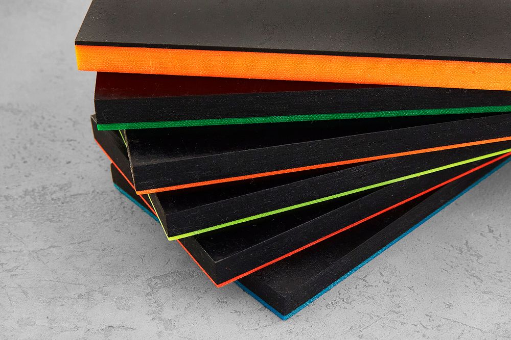 Микарта, плашка 130x80x10(+)мм, с оранжевым спейсером 1,5мм