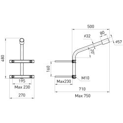Кронштейн на опору ЭРА SPP-AC4-0-500-060 с 2 хомутами 500mm d60mm