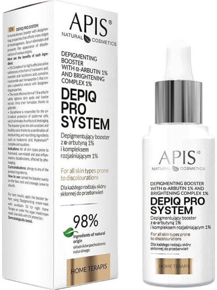 Apis Apis Depiq Pro System depigmentujący booster z -arbutyną 1% i kompleksem rozjaśniającym 1% 30ml