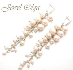 Длинные серьги с жемчугом на свадьбу