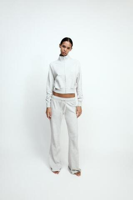 ZARA ТОЛСТОВКА С ЗАСТЕЖКОЙ-МОЛНИЕЙ, СЕРЫЙ С МЕЛАНЖЕВЫМ ЭФФЕКТОМ