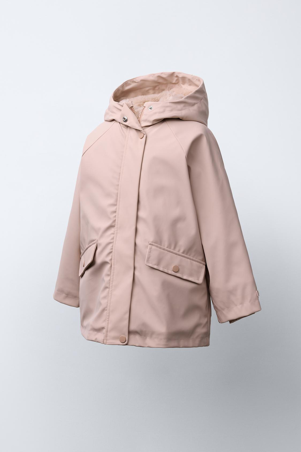 ZARA ПРОРЕЗИНЕННАЯ КУРТКА WATER REPELLENT, РОЗОВЫЙ