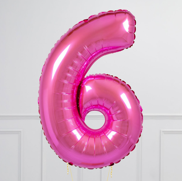 FM Шар 40" / 102 см "Цифра 6" фуксия фуше (БГ-60)