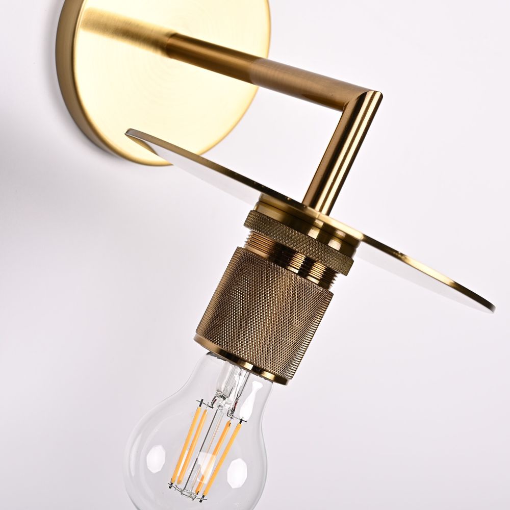 Бра Rh Utilitaire Knurled Disk Shade Sconce Brass By Imperiumloft