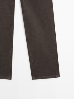 Massimo Dutti Джинсы с высокой талией и широкими штанинами, табачно-коричневый