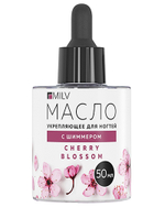 Укрепляющее масло для ногтей со смолой мастикового дерева и шиммером "CHERRY BLOSSOM". 50 мл Milv