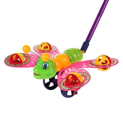 Каталка на палке Бабочка 51см, цвет зеленый, пакет 336