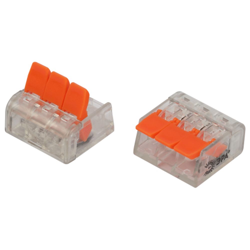 Клемма ЭРА NO-225-350 универсальная 221-413 компактная с рычагами 3-проводная 0.2-4 мм2 упаковка 50 шт | Клеммы