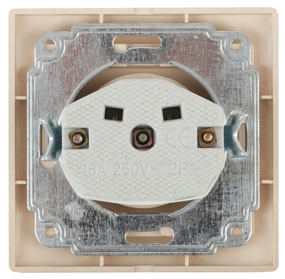 Розетка Intro Plano 1-201-03 без заземления 2P 16А-250В IP20 скрытой установки алюминий