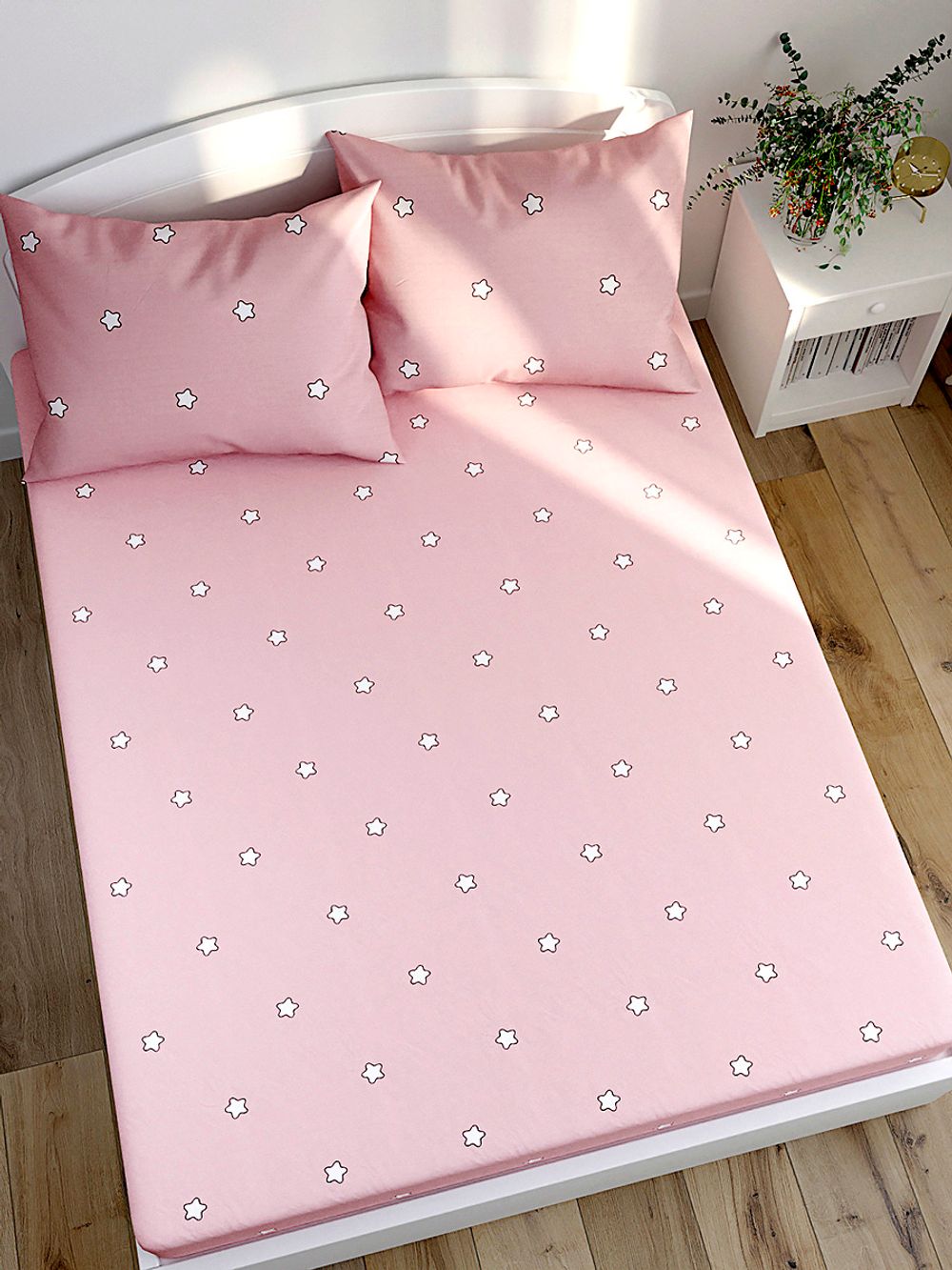 Постельное белье Сказка "Спящие звезды/Спящие звезды (компаньон)" евро Наволочка 50х70 см 2 шт Простынь на резинке 180х200 см Пододеяльник 200х215 см, перкаль