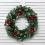 Рождественский венок с гирляндой встроенной «Очарование» (Леска+пвх) 60 см