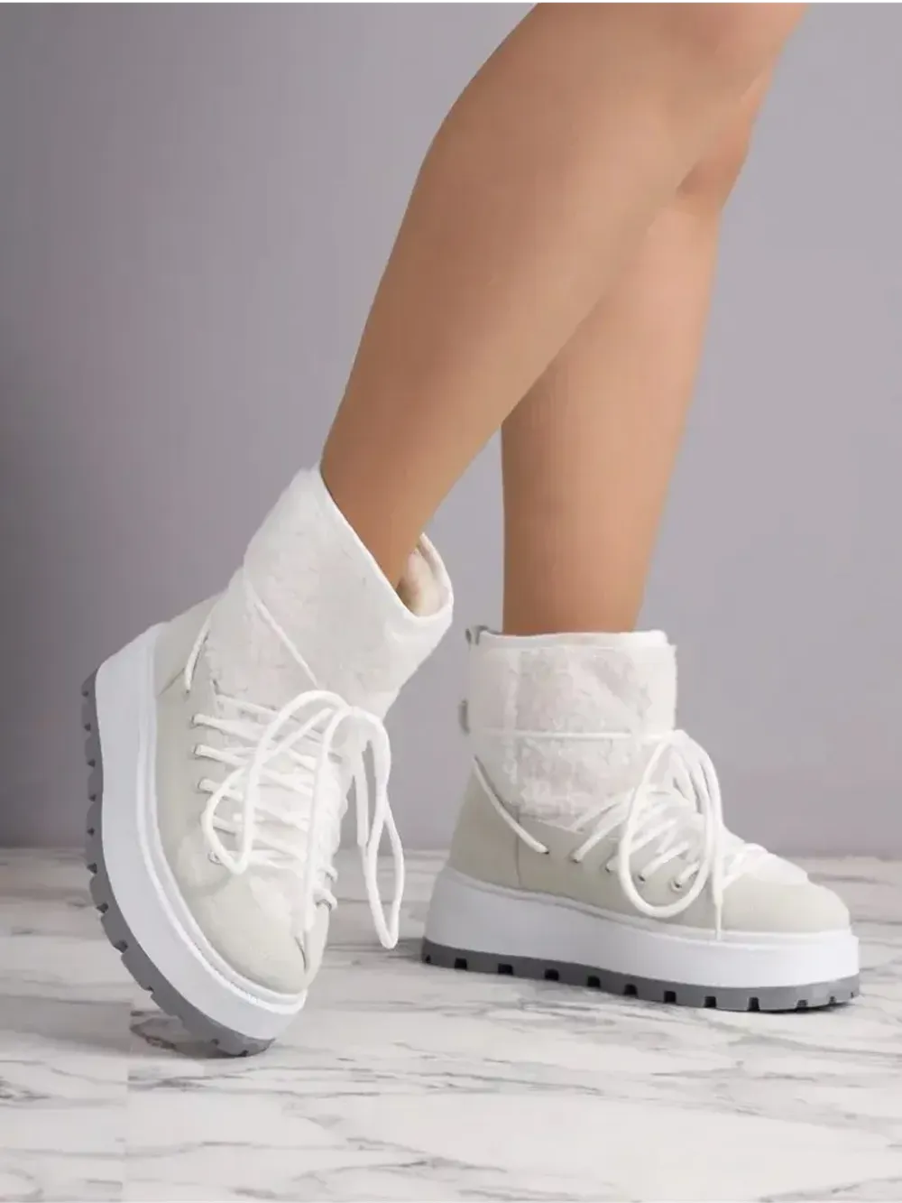 Зимние угги натуральный мех на платформе