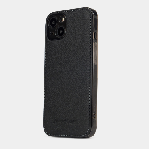 Чехол-накладка для iPhone 13 из натуральной кожи теленка, цвета черный