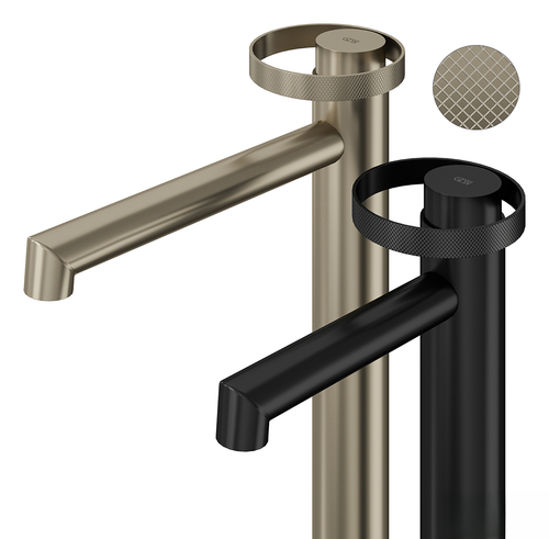 Смеситель для раковины Gessi Anello, высокий, короткий излив, цвет Matte Black
