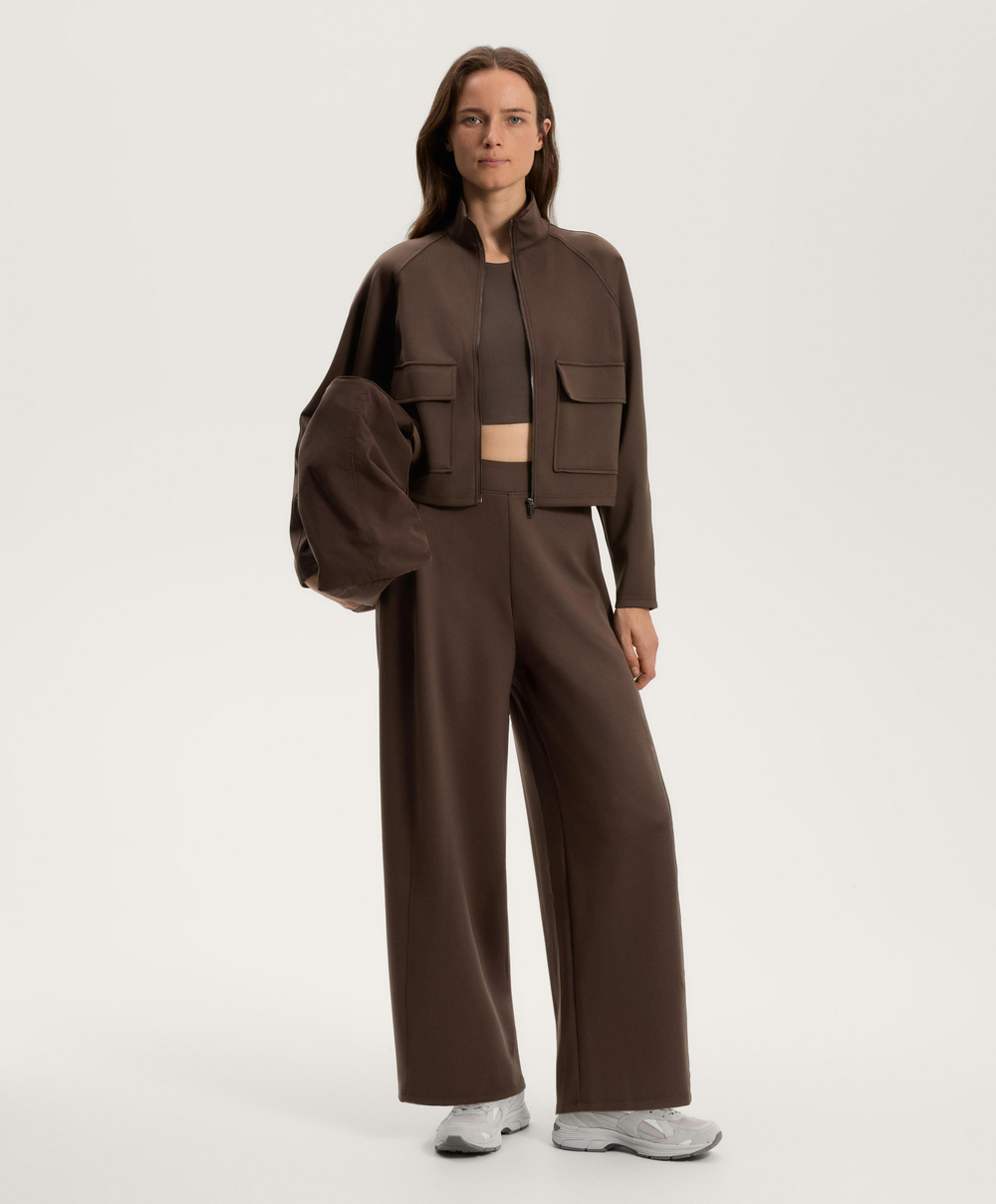 OYSHO Брюки-коконы с высокой талией из неопрена, коричневый