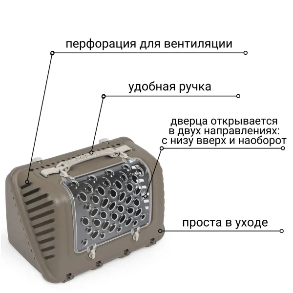Переноска MPS P-BAG с плечевым ремнем, облегченная, 44,5×26,5x28см цвет коричневый