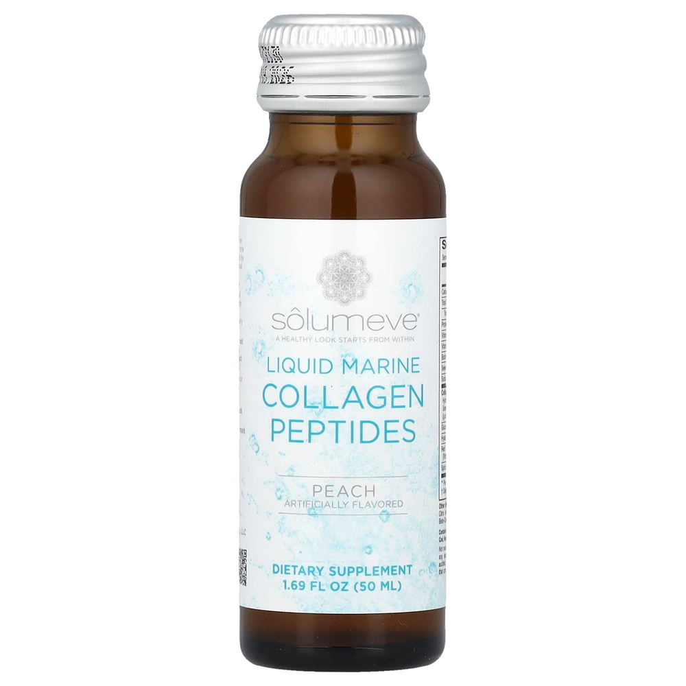 Solumeve, Ageless Beauty, жидкий морской коллаген, со вкусом персика, 10 флаконов по 50 мл (1,69 жидк. унции)