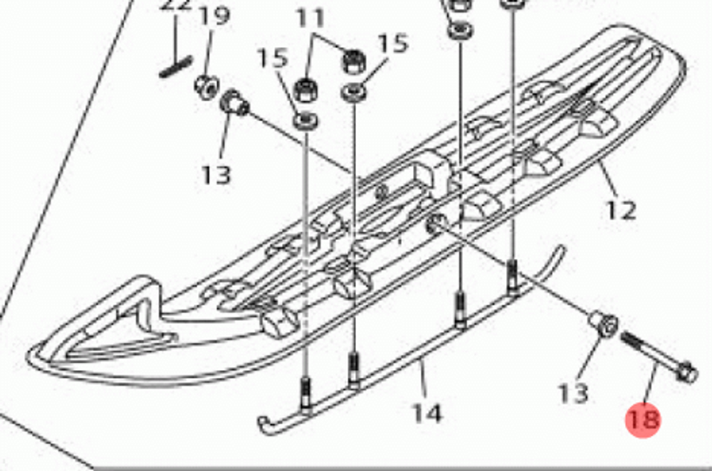Болт крепления лыжи Yamaha VK540/Venture MP
