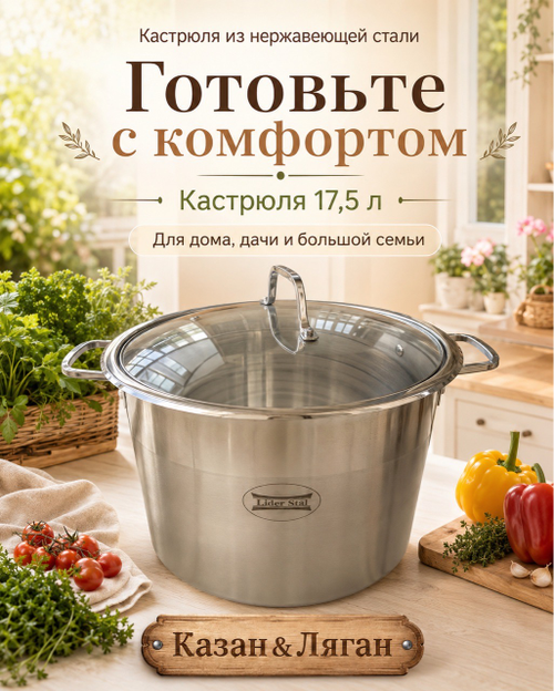 Кастрюля нерж 17.5 л Проф