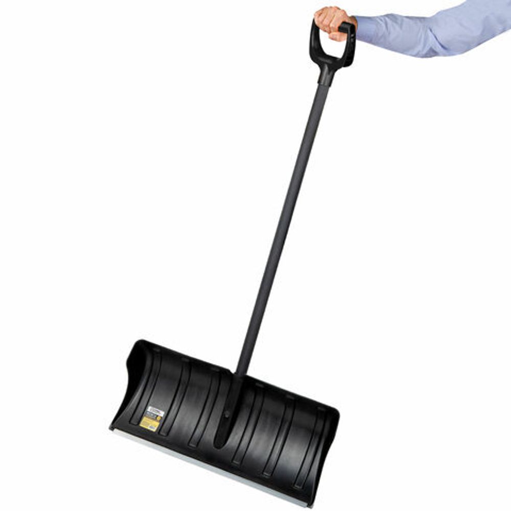 Лопата снеговая 60х30 см "СКРЕПЕРОК" ребра жесткости, алюминиевая планка, черенок с V-образной ручкой, ГРАНДМАСТЕР, 700333
