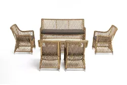 "Асти" лаунж-зона из искусственного ротанга на 6 персоны, цвет соломенный