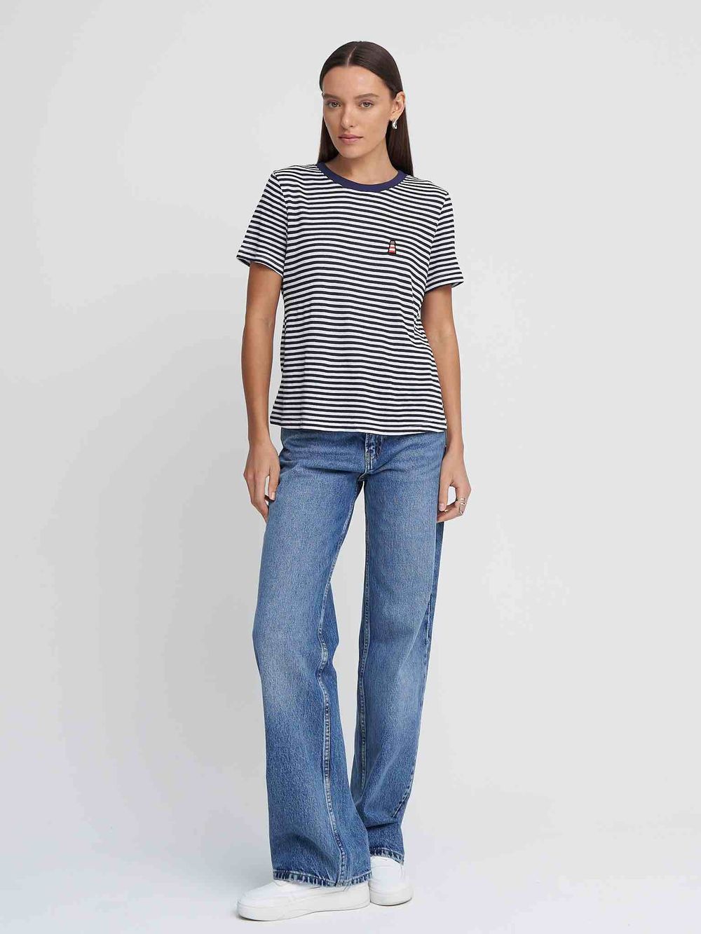 Футболка Kefirmaykifer В Полоску бело-синяя