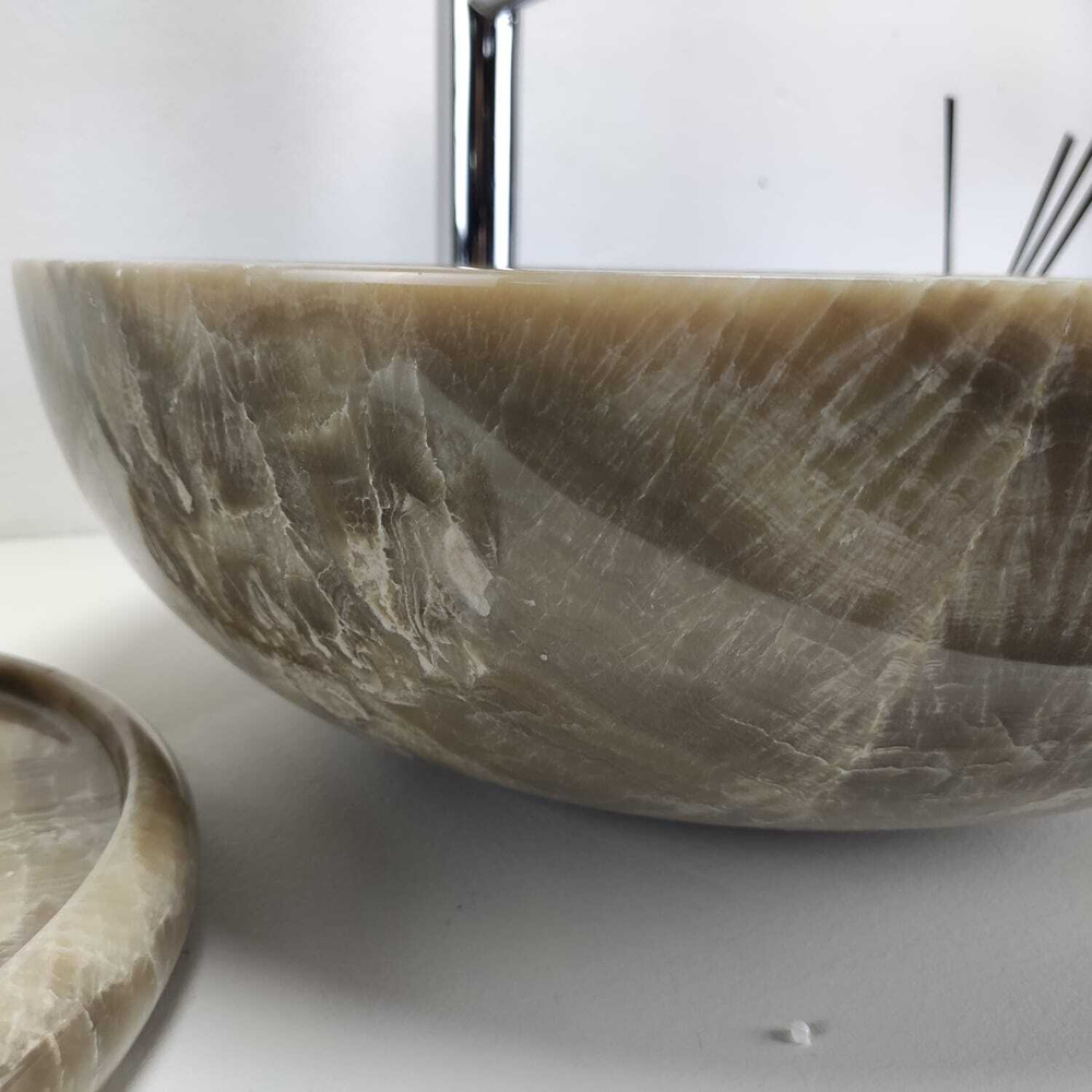 Раковина из оникса Bowl Grey Medium TinLip BO-60987 45*45*15