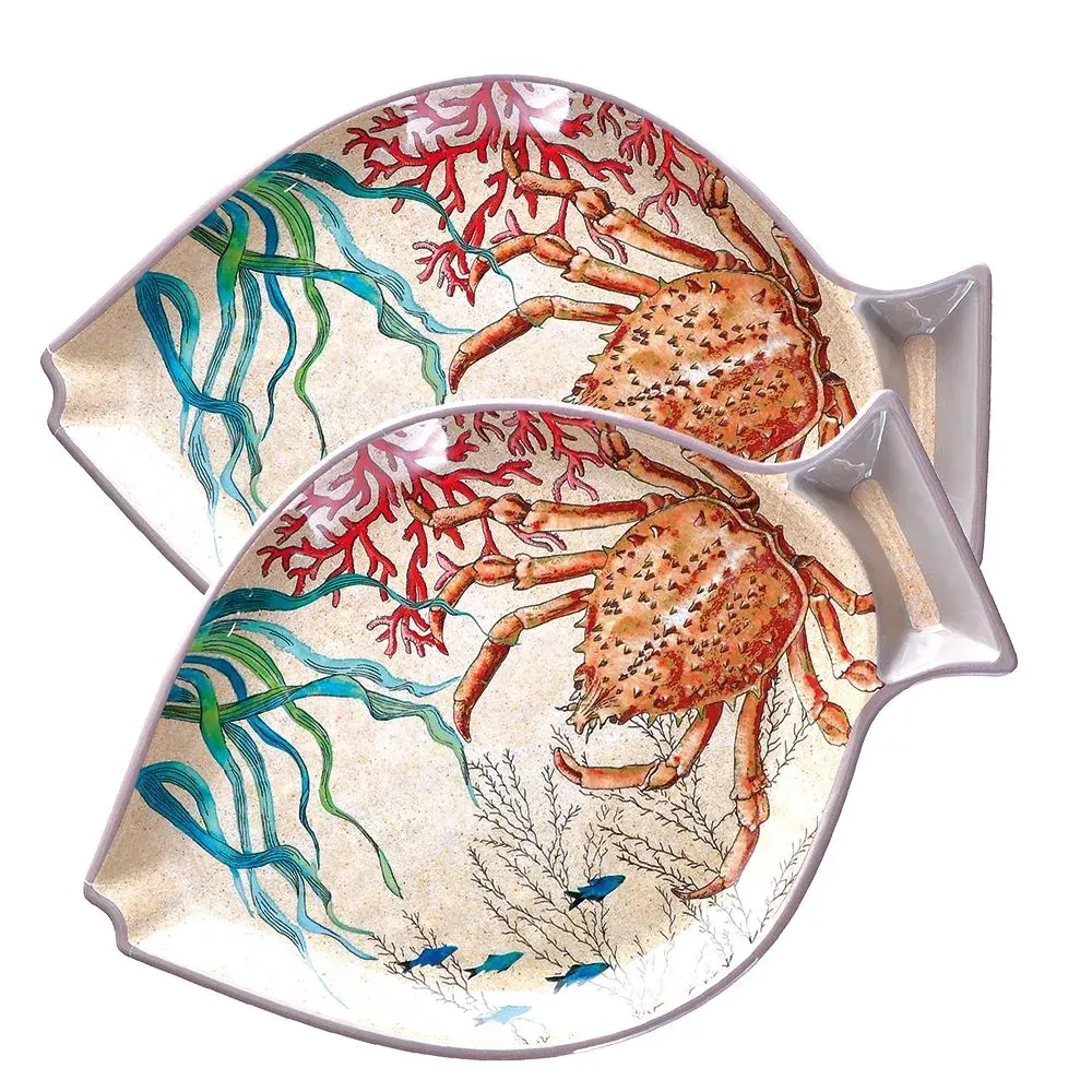 Rose&Tulipani Набор из 2 сервировочных тарелок с рыбками Sea Life 33x23 см из меламина