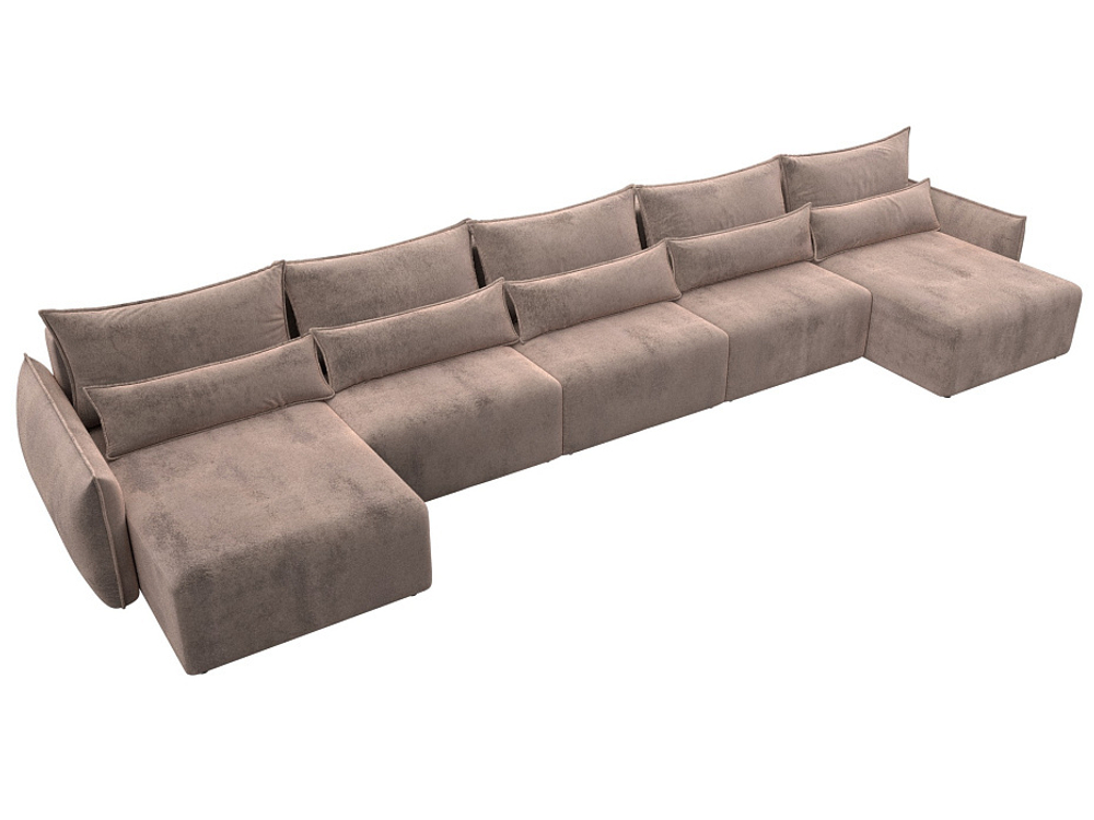 Диван П-образный Лига-051 НПБ МегаЛонг ВЕЛЮР TOWER 05 бежевый