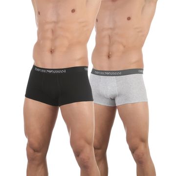 Набор мужских трусов боксеров 2в1 (черный, светло-серый меланж) Emporio Armani 111613_CC722 97120